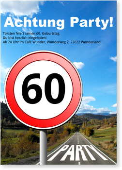 Straßenschild Einladungskarten 60. Geburtstag