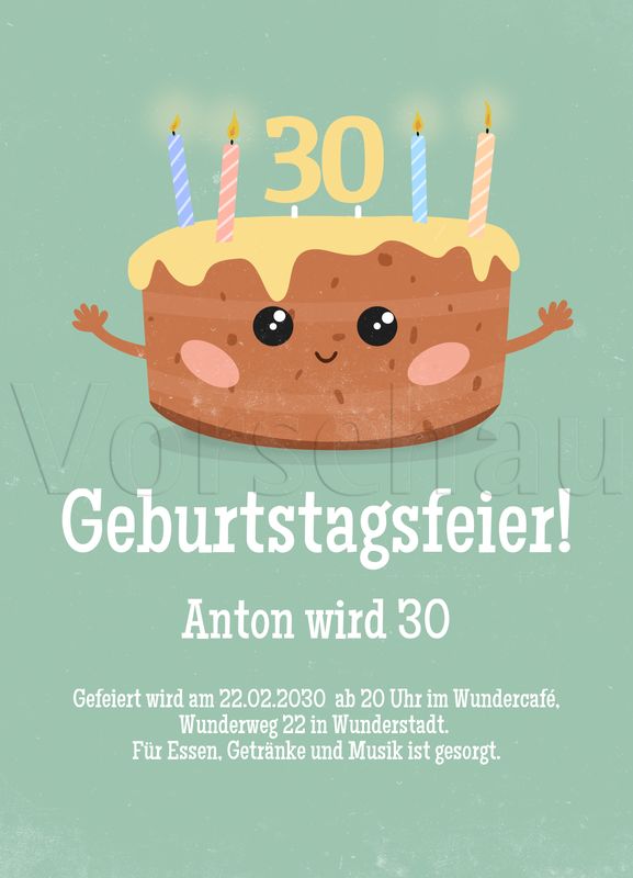 Kuchen Einladungskarten Geburtstag