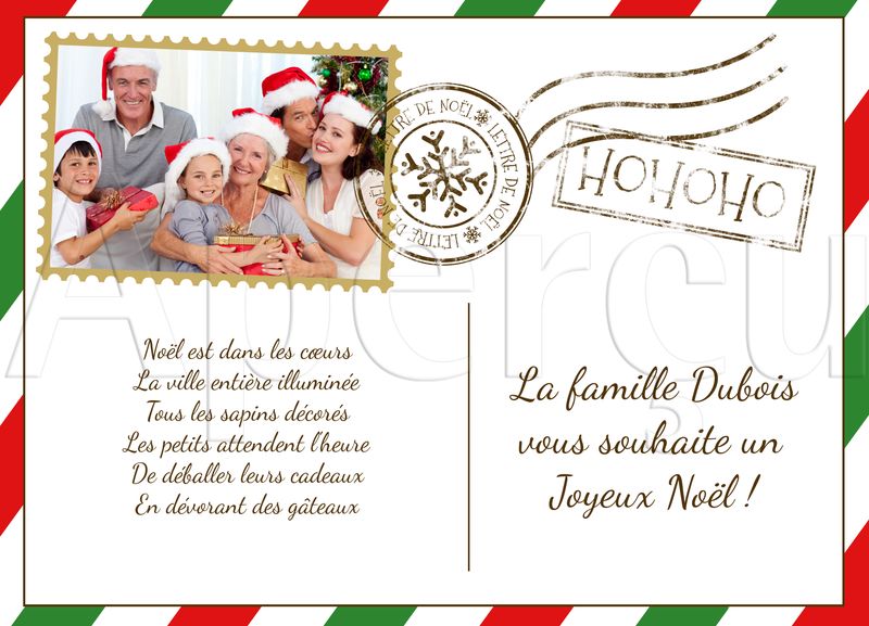 Lettre de Noël Cartes de Noël pour la famille et les amis