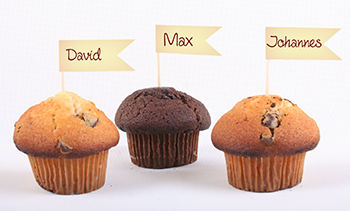 Muffindekoration mit Name für Piratenparty Muffindekoration mit Name